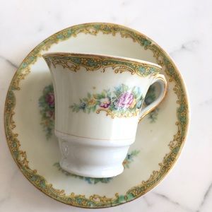 Small Gold Trim Floral Cup and Saucer